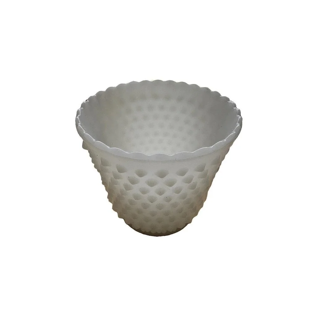 Fenton Hobnail Milk Glass‎ Jardinière Planter Vase #3898 Scalloped Rim Vintage